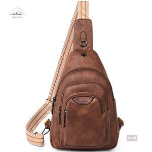 10L Anti-Theft Sling Bag, Faux Leather Crossbody Fanny Pack with Multiple